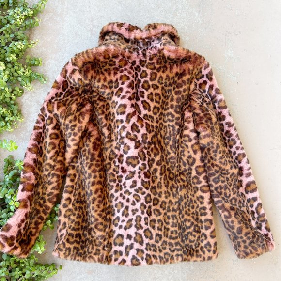 Unreal Fur Urban Tiger Faux Fur Jacket Coat in Blush Leopard, Size XS - Picture 3 of 4